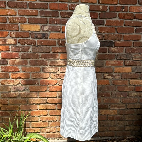 Lilly Pulitzer Trista Resort White Gold Lined Shift Sheath Dress 6 Zip Up NWT - Picture 7 of 17